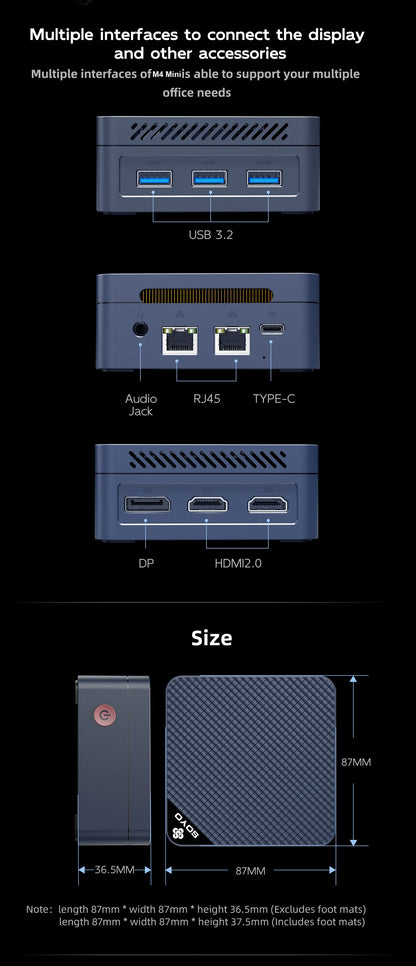 SOYO M4 Mini Mini PC Intel Twin Lake N150 CPU Mini Gaming Computer 12GB DDR5 512GB RAM Windows 11 Pro WiFi5 BT5.2 Type-C USB3.2
