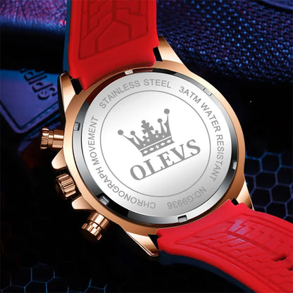 OLEVS Watch For Men High Quality Luminous Date Military Sport Quartz Men's Wristwatch Blue Rubber Strap Reloj Hombre
