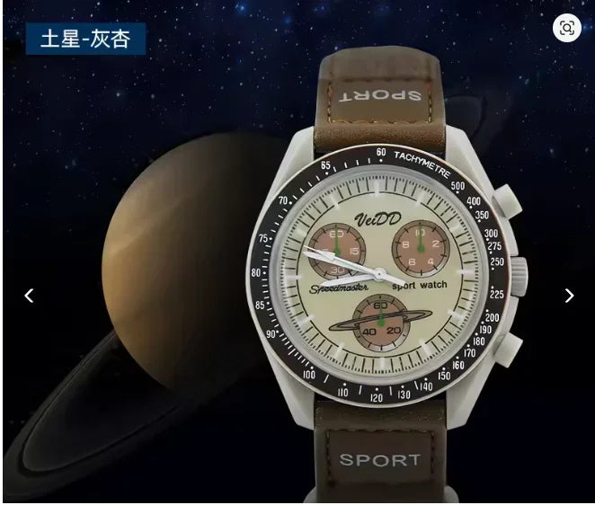 Fashion Trend Women's Watch Swatch Black Snoopy Luxury Brand Men's Watch Plastic Case Timing Moon Exploration Planet Watch