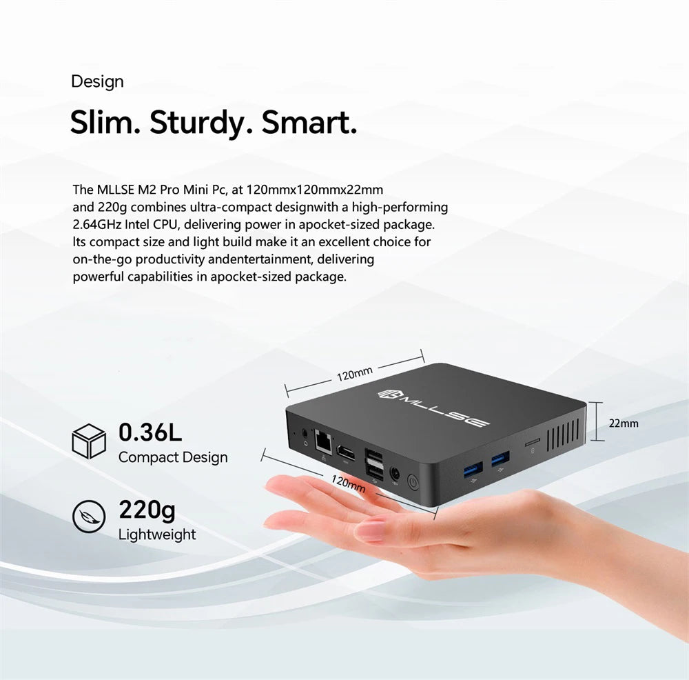 MLLSE Mini PC M2 Air Intel Gemini Lake N4000 Intel J3710 6GB RAM 128GB ROM Dual-Band WiFi Bluetooth USB Mini Computer