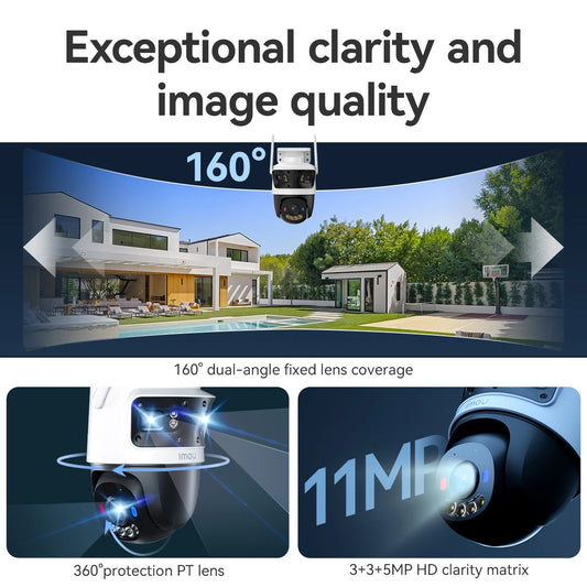 IMOU Cruiser Triple Lens  Outdoor Camera 2 Red-Bule Warning Light PTZ WiFi Camera Vehicle & Human Detection Surveillance Monitor