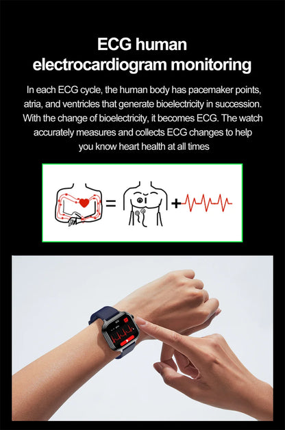 2025 Medical Grade ECG+PPG Smart Watch – Blood Sugar & Health Monitor