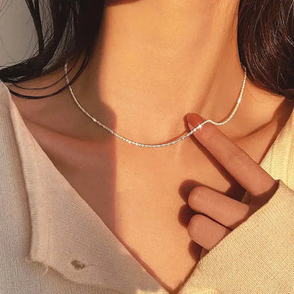 Sweet Kpop Colored Zircon Square Rhinestone Pendant Necklace For Women Y2K Korean Fashion Hoop Metal Choker Collar Jewelry Gift