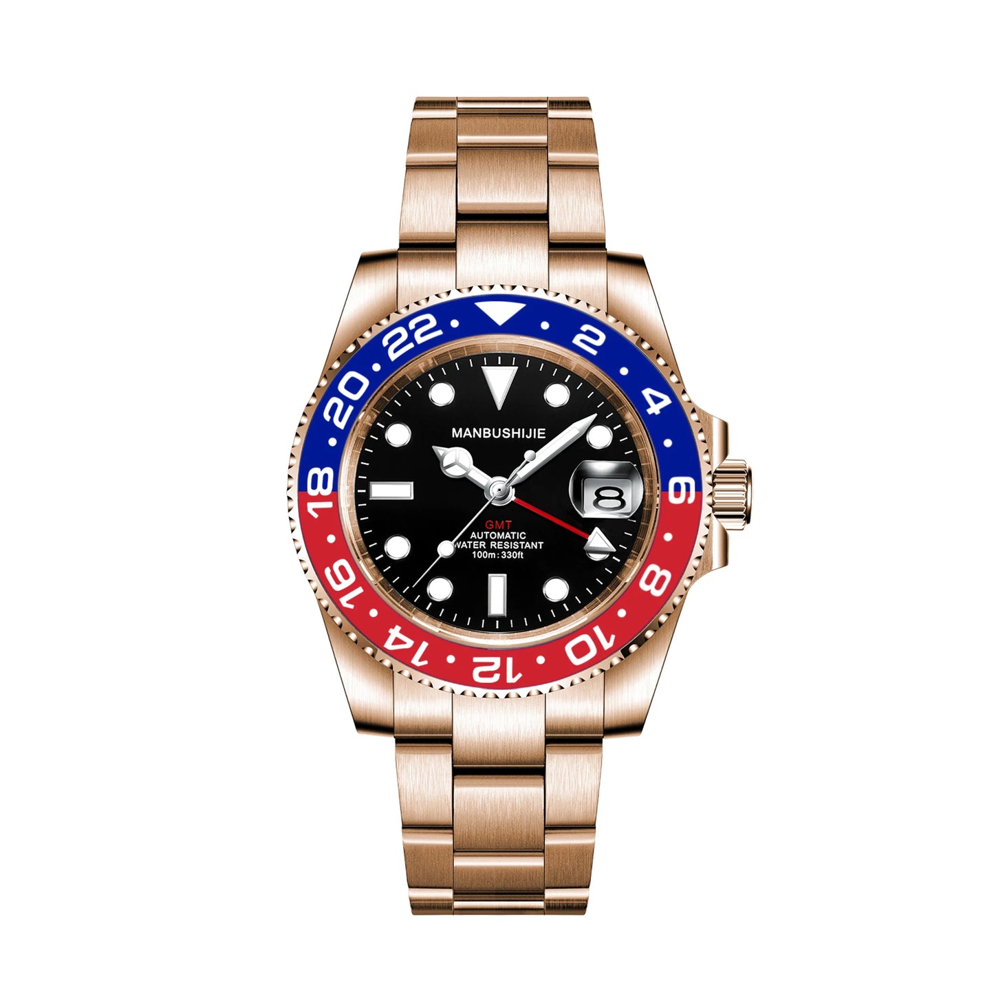 CUSTOM NH34 GMT Stainless Steel Sapphire Glass Watches reloj Waterproof Watch for man Automatic Movement Mechanical Men's Watch