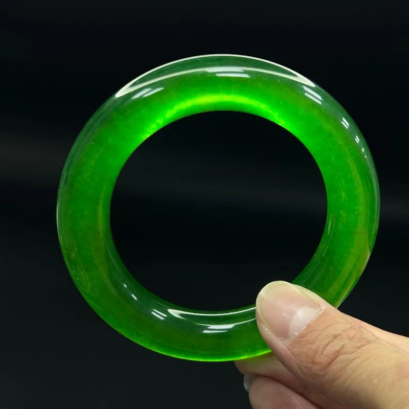 Natural Green Quartzite Jade Bracelet, Classic Simple and Versatile Jade Bracelet