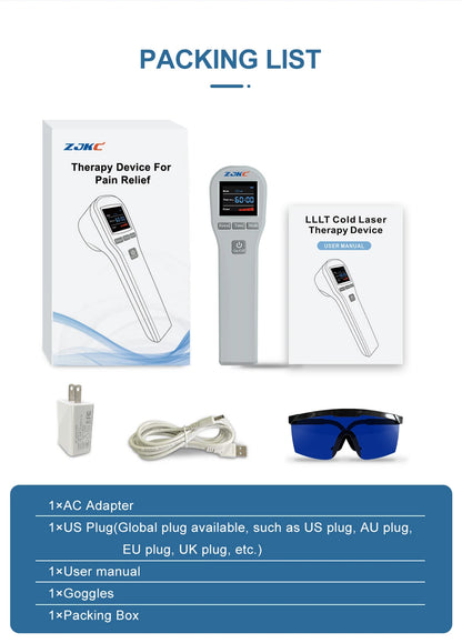 ZJKC Professional Pain Relief Physiotherapy Cold Laser Therapy Device for Pet Dog Cat Wound Injuries 650nm 808nm Home Handheld
