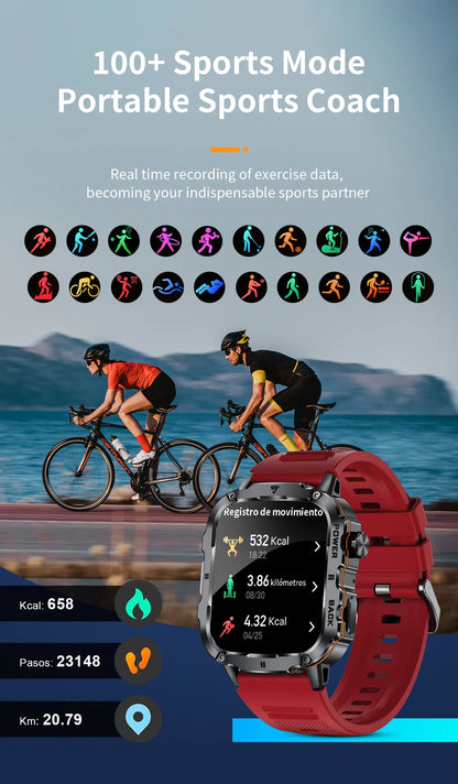 LIGE 2025 Rugged Military Smart Watch Men Outdoor Watches lP68 Waterproof 1.95" Al Voice BT Call Man Smartwatch For Android IOS