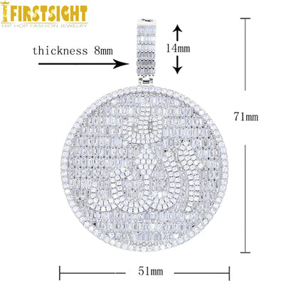 Iced Out Muslims Allah Pendant Necklace Silver Color Pave Zircon CZ Letter Charm Bling Women Men Hip Hop Jewelry