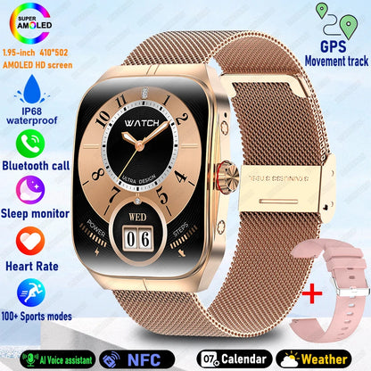 2025 New For OPPO Men Smart Watch Bluetooth Call Sports Watch Heart Rate NFC Waterproof Sports Women Smart Watch For Android iOS