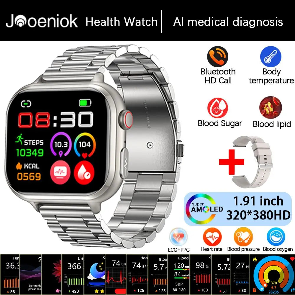 2025 Medical Grade ECG+PPG Smart Watch – Blood Sugar & Health Monitor