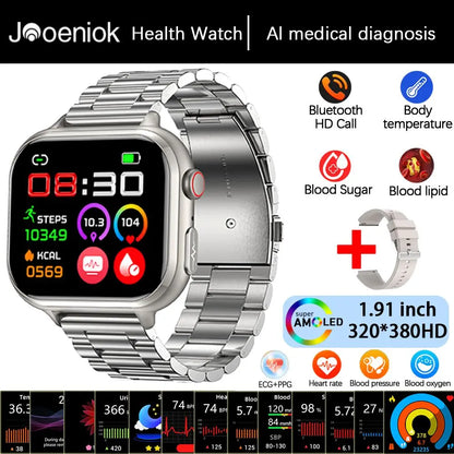 2025 Medical Grade ECG+PPG Smart Watch – Blood Sugar & Health Monitor