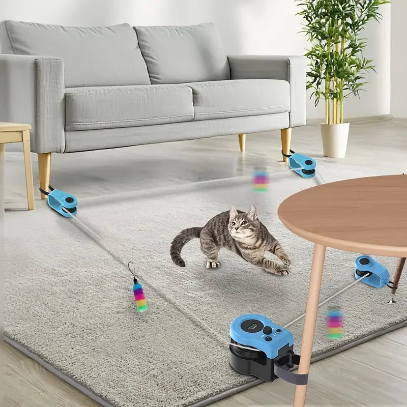 Interactive cat and dog chase toy, USB charging automatic bait, used for pet exercise and training, durable plastic material