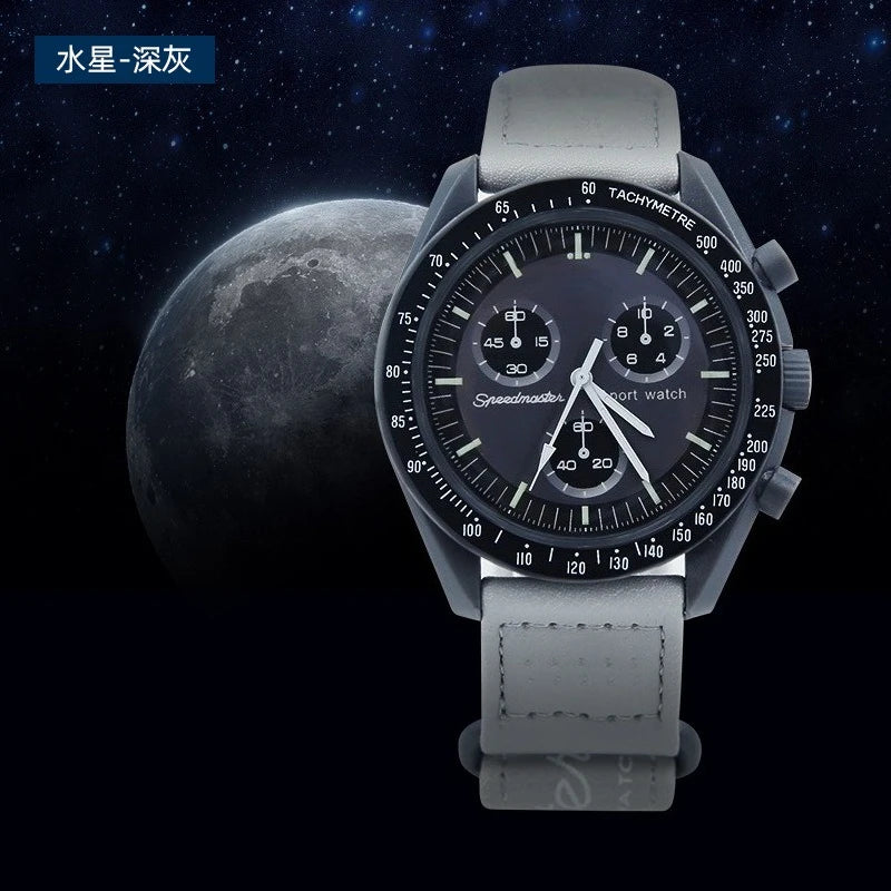 Fashion Trend Women's Watch Swatch Black Snoopy Luxury Brand Men's Watch Plastic Case Timing Moon Exploration Planet Watch