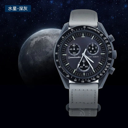 Fashion Trend Women's Watch Swatch Black Snoopy Luxury Brand Men's Watch Plastic Case Timing Moon Exploration Planet Watch