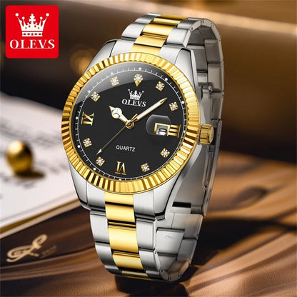 OLEVS Quartz Wristwatches Luxury Watch Business Waterproof Male Clock Luminous Date Stainless Steel Men Watch reloj hombre