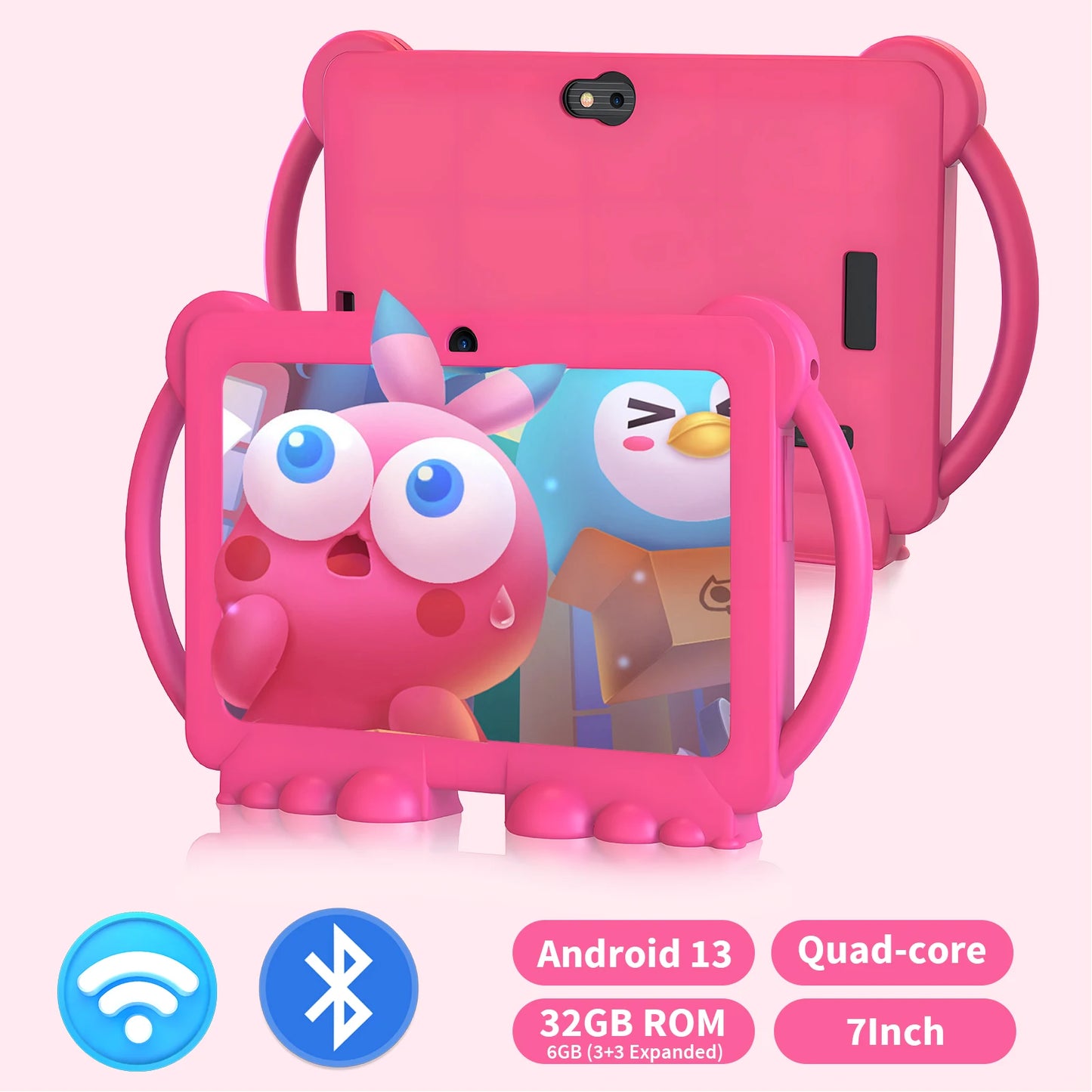 Relndoo 7 Inch Kid Tablet Android 13, 6GB(3+3 expanded) RAM 32GB ROM, WiFi, Dual Camera, IPS Screen, Kids Game Learning Tablets