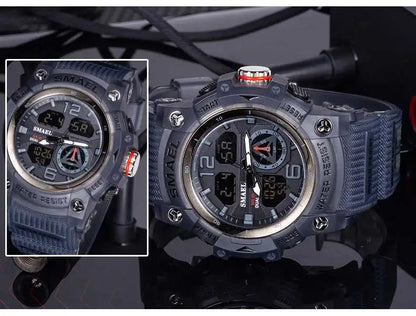 SMAEL 8007 Military Sport Watch – LED Digital Dual Time, Waterproof Men's Wristwatch