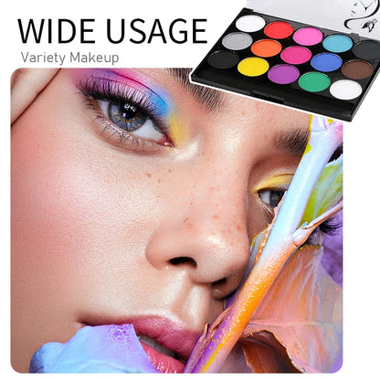 Water-soluble 15 color face body paint palette cosmetic safe,non-toxic Christmas Halloween Makeup Face Painting Cosplay Makeup