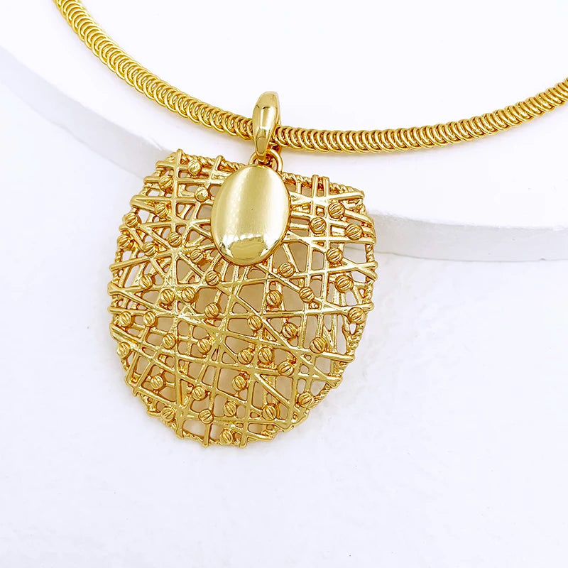 Gold Plated Choker Necklace & Earrings Set for Women – 3pcs