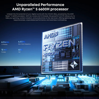 CHUWI UBox Mini PC Ryzen 6600H 6Cores AMD CPU 16GB RAM 512GB SSD Windows 11 Desktop Computer PC 4K Decording WIFI 6 PC