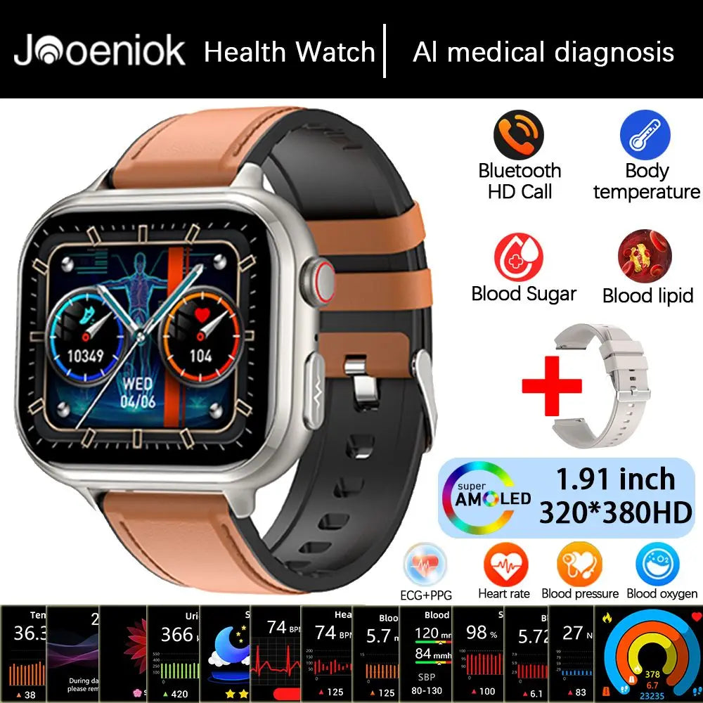 2025 Medical Grade ECG+PPG Smart Watch – Blood Sugar & Health Monitor