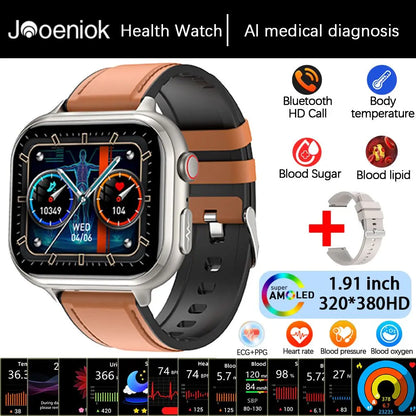 2025 Medical Grade ECG+PPG Smart Watch – Blood Sugar & Health Monitor
