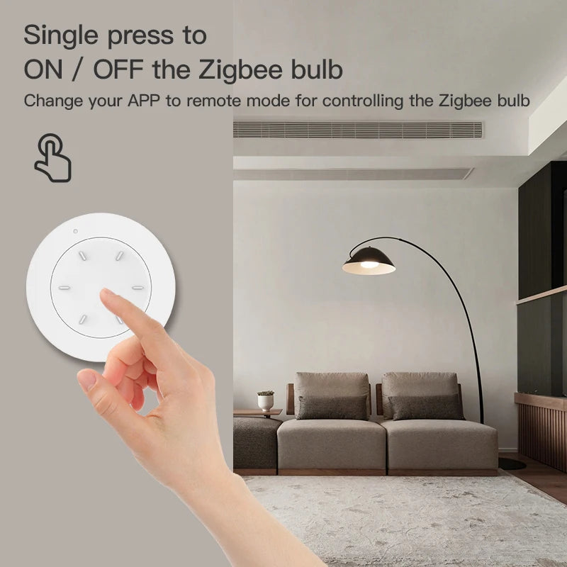 Tuya ZigBee Smart Knob Switch Wireless Scene Switch Button  Remote Dimmer Battery Powered Automation Scenario Smart Life APP