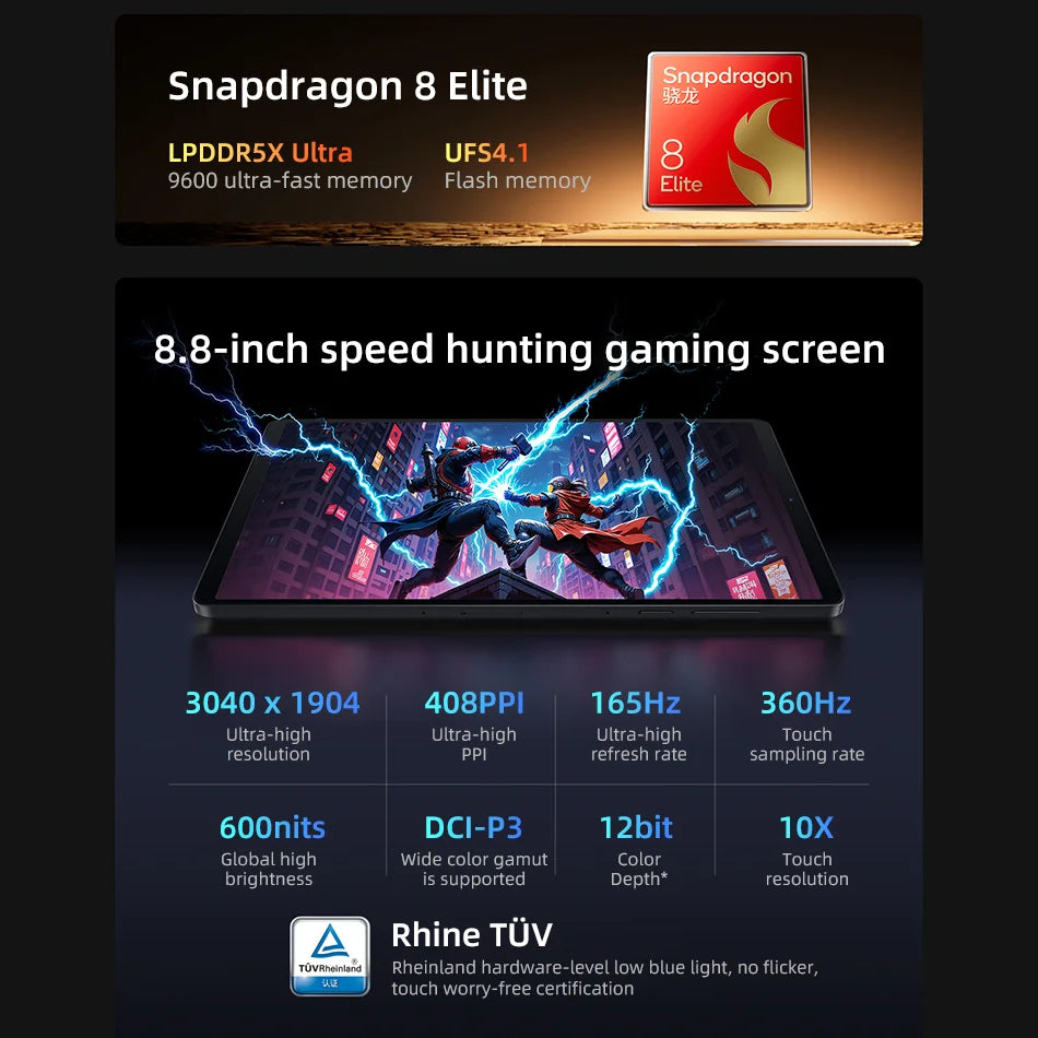 Lenovo Legion Y700 2025 Pad Gen 4 TB322FC Gaming Tab 256GB 512GB ROM Snapdragon 8 Elite 8.8" 165Hz Display 7600mAh 68W Tablet