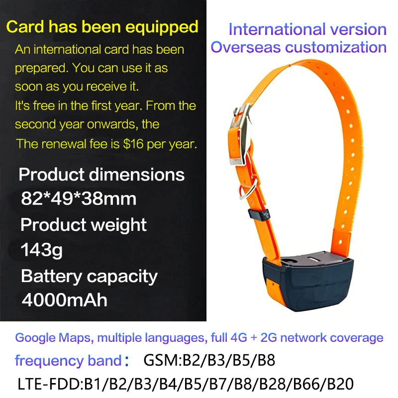 Pet Gps Locator, Hunting Dog Tracker, Dog Training Device, Remote Control, View Via App, Free, Waterproof