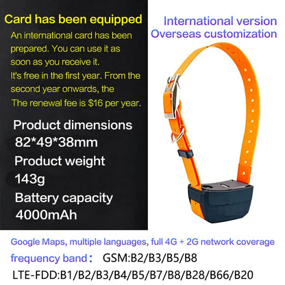 Pet Gps Locator, Hunting Dog Tracker, Dog Training Device, Remote Control, View Via App, Free, Waterproof