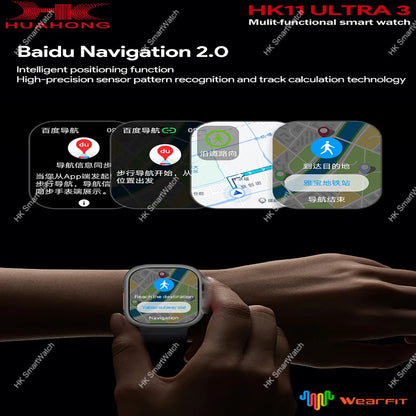 2025 HK11 ULTRA 3 Smartwatch 49mm HD AMOLED 4G ROM Bluetooth Network ChatGPT Call Robot Clock NFC Compass Men Women Smart Watch