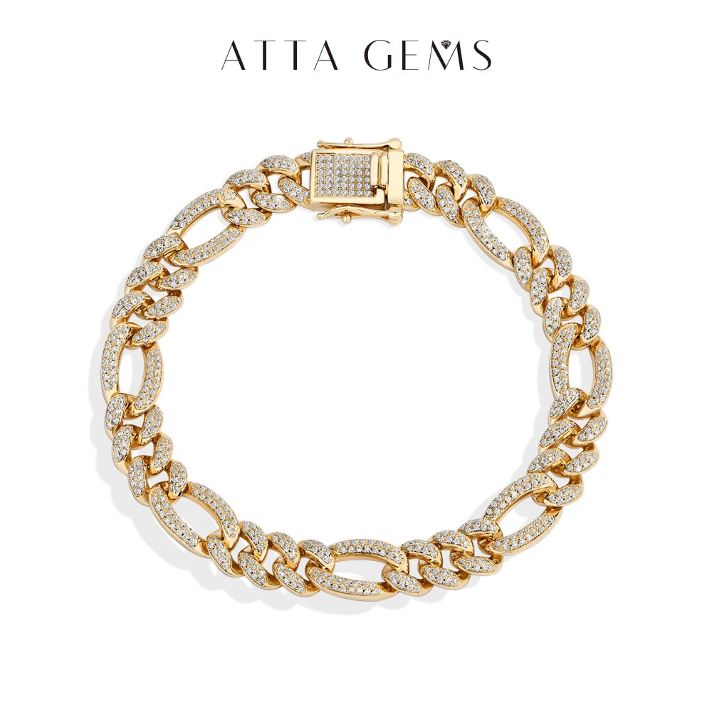 ATTAGEMS 2025New Full Moissanite Cuba Chain for ManWomen 925 Sterling Silver 18kGold Plated Classic Tennis Bracelet Fine Jewelry