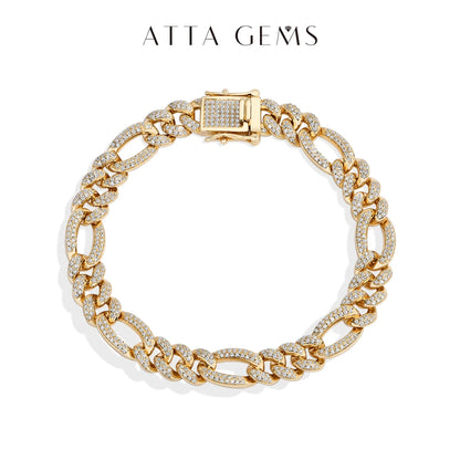 ATTAGEMS 2025New Full Moissanite Cuba Chain for ManWomen 925 Sterling Silver 18kGold Plated Classic Tennis Bracelet Fine Jewelry