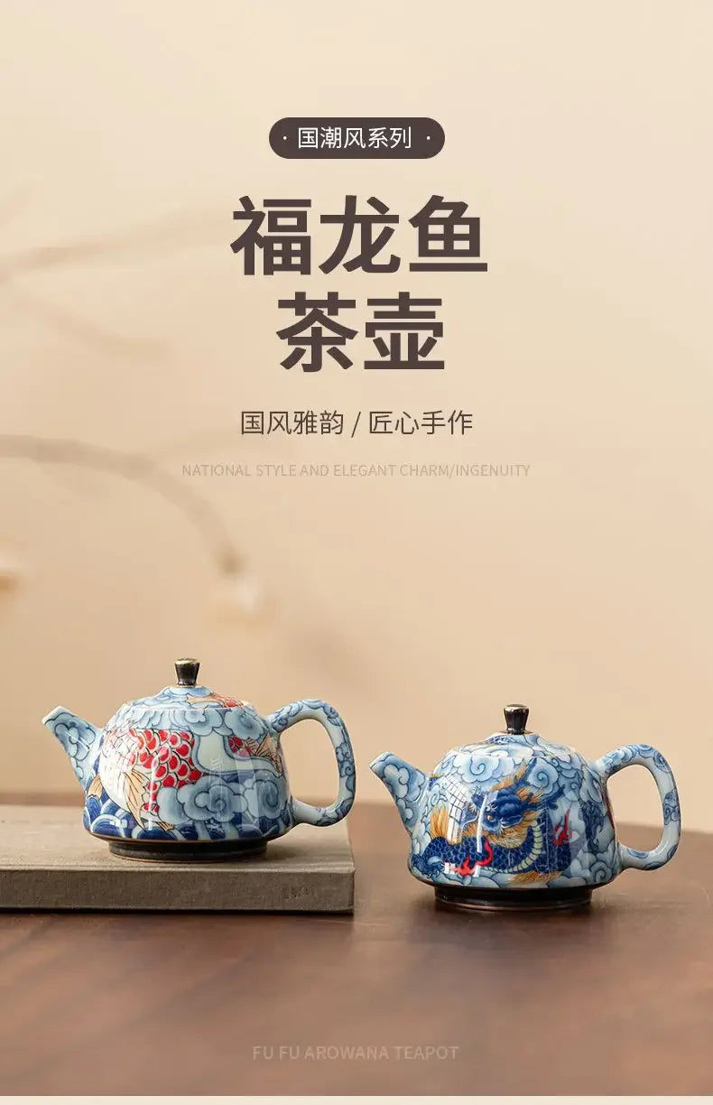 Chinese Underglaze Color Ceramic Teapot Tea Gift Customized Tea Infuser Tea Pot