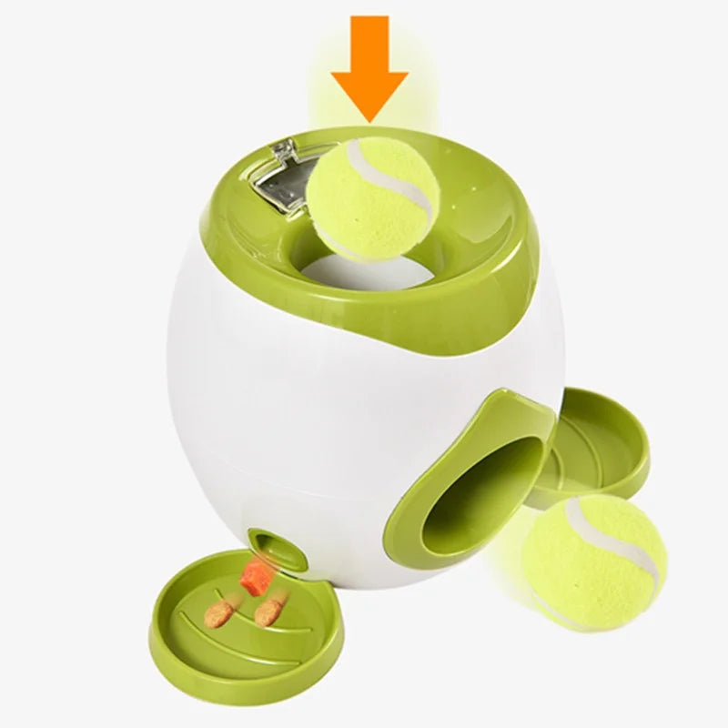 Dog Tennis Ball Food Reward Machine, Interactive Puzzle Toy with Slow Food Dispenser,Outdoor Training Toys Ball Launcher For Pet