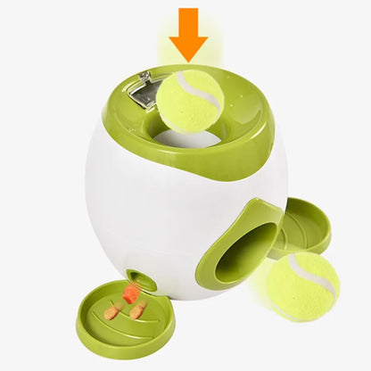 Dog Tennis Ball Food Reward Machine, Interactive Puzzle Toy with Slow Food Dispenser,Outdoor Training Toys Ball Launcher For Pet
