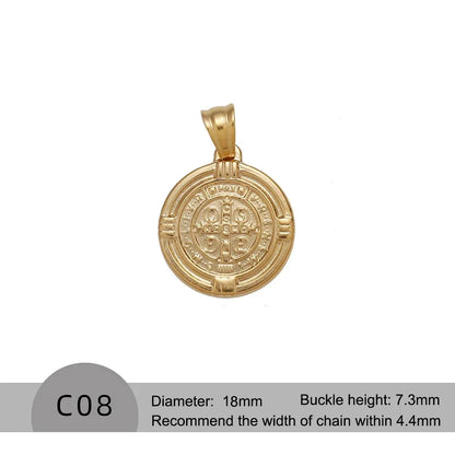 RHYOSNG Vintage Jewelery Stainless Steel 18K PVD Plated Golden Charm Round Portrait Key Moon Only Pendant For Women DIY Necklace