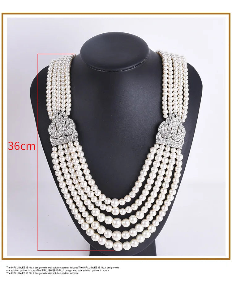 Elegant Crystal Multilayer Long Necklaces for Women Chokers Collier Femme Party Wedding Jewelry