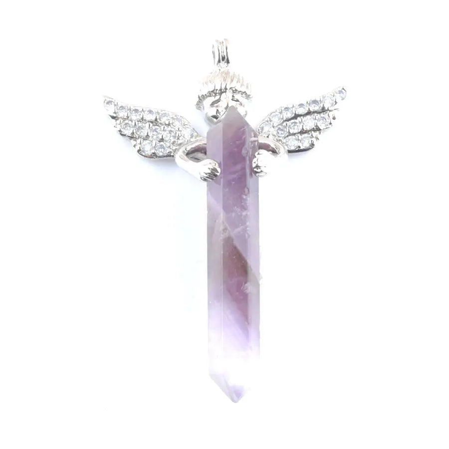 Natural Lazulis Stone Long Hexagonal Pendant For Make DIY Trendy Rhinestone Angel Wings Necklace Wed Gift BO907