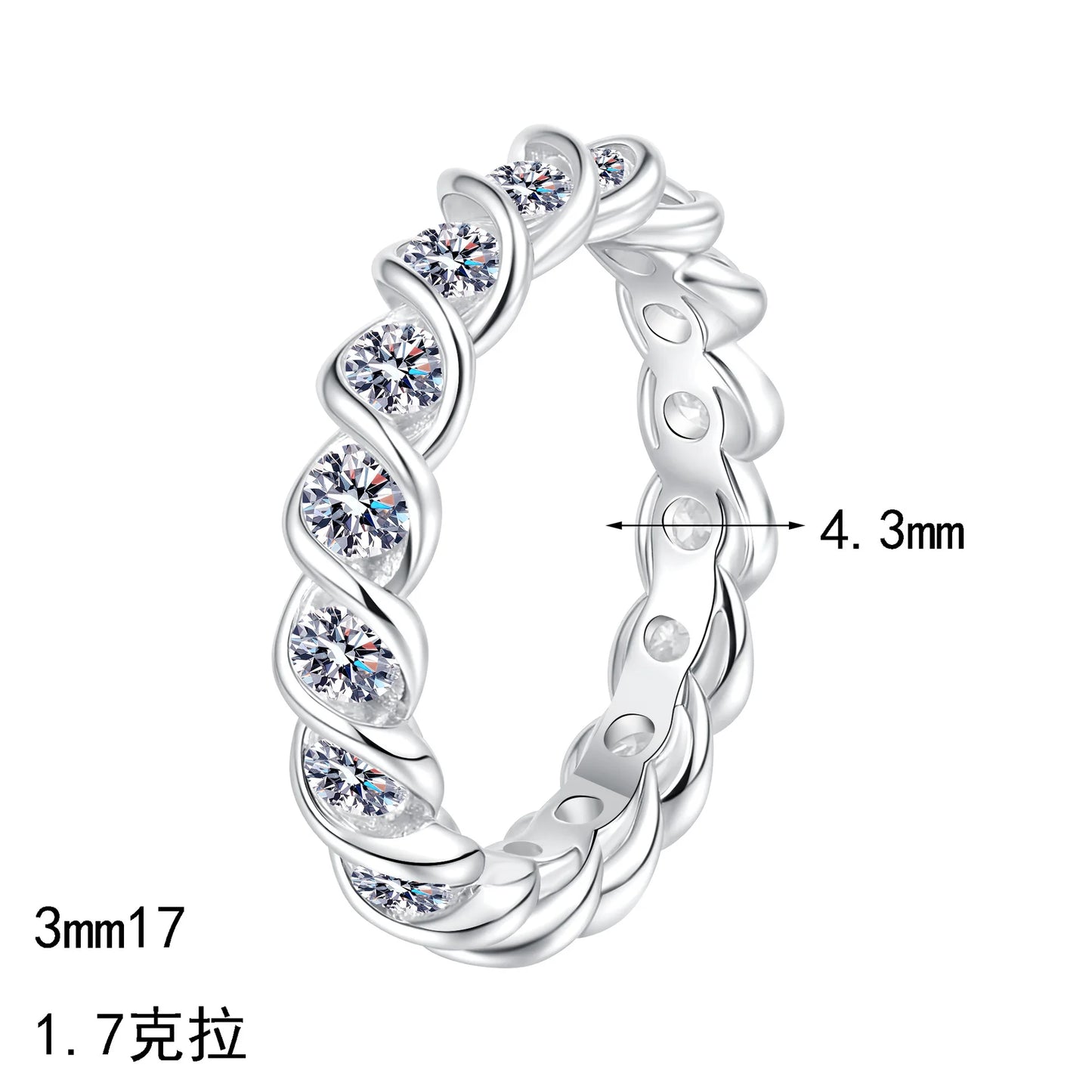 New GRA 3mm Full Moisssanite Eternity Bands Sparkling Bride Wedding Women Rings 100% Pure 925 Silver Lab Diamond Jewelry