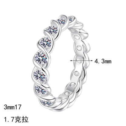 New GRA 3mm Full Moisssanite Eternity Bands Sparkling Bride Wedding Women Rings 100% Pure 925 Silver Lab Diamond Jewelry
