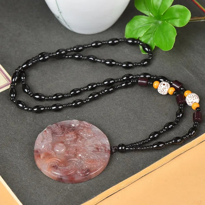 Natural Gold Silk Jade Auspicious Dragon Pendant Exquisite Personality Versatile Male and Female Couples Necklace Jade Pendant