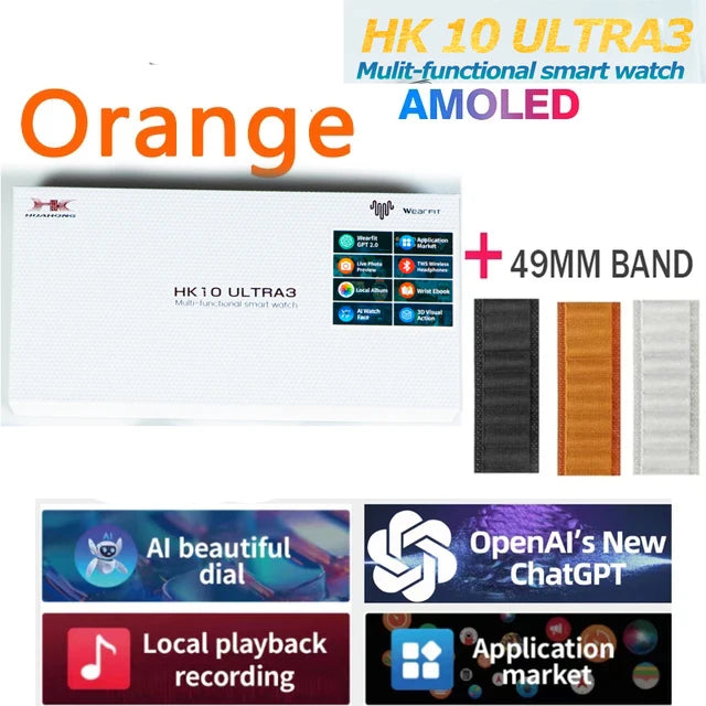 New Origina HK10 ULTRA 3 Smartwatch Men 4G ROM ChatGPT NFC Compass HK9 ULTRA2 MAX Upgrade Watches Sports BT Call Smart Watch Men