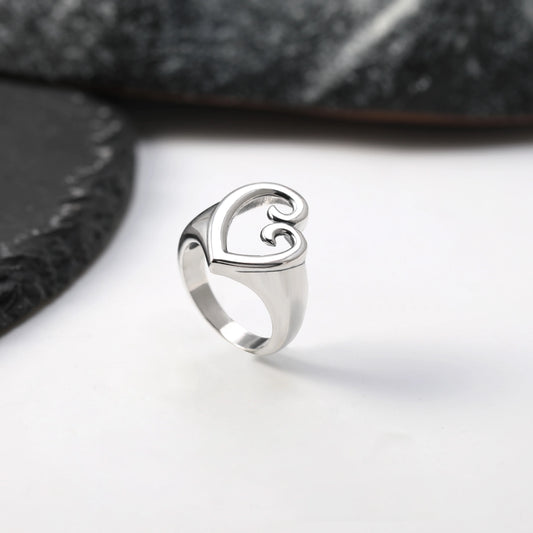 R022 Authentic 925 Pure Silver Classic Love Closed Ring Mother's Love Ring