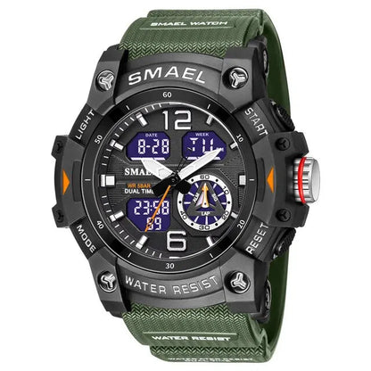 SMAEL 8007 Military Sport Watch – LED Digital Dual Time, Waterproof Men's Wristwatch