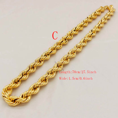 Adixyn Fashion Exaggeration Wide Twisted Singapore Chain for lovers Gold Color/Copper Thin Necklace Jewelry Wedding Party G09141