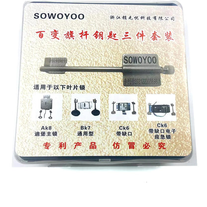 SOWOYOO 3PCS Professional Locksmith Tools for AK8 BK7 CK6,Variety Flagpole Blade Tool