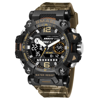 SMAEL New Watches 50m Waterproof Sports Watch Digital 8072 Army Watch Digital Quartz Dual Time Wristwatches LED for Men
