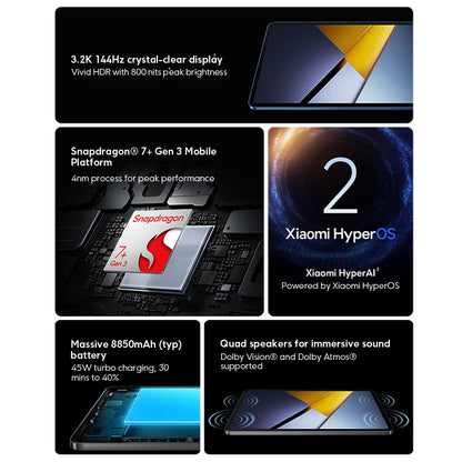 POCO PAD X1 Global Version Tablet 11.2" – Snapdragon 7+ Gen 3, 3.2K 144Hz Display, 8GB+512GB, 8850mAh