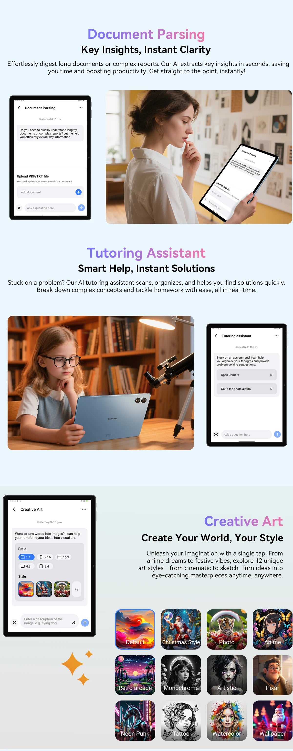 Blackview MEGA 3 Tablet - 12.1" 2.5K 90Hz Display Android 15 12GB 256GB 50MP Camera 8800mAh 33W Fast Charging